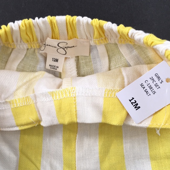Jessica Simpson Baby Short Set Size 12 Mos Yellow White Pink - Picture 7 of 14